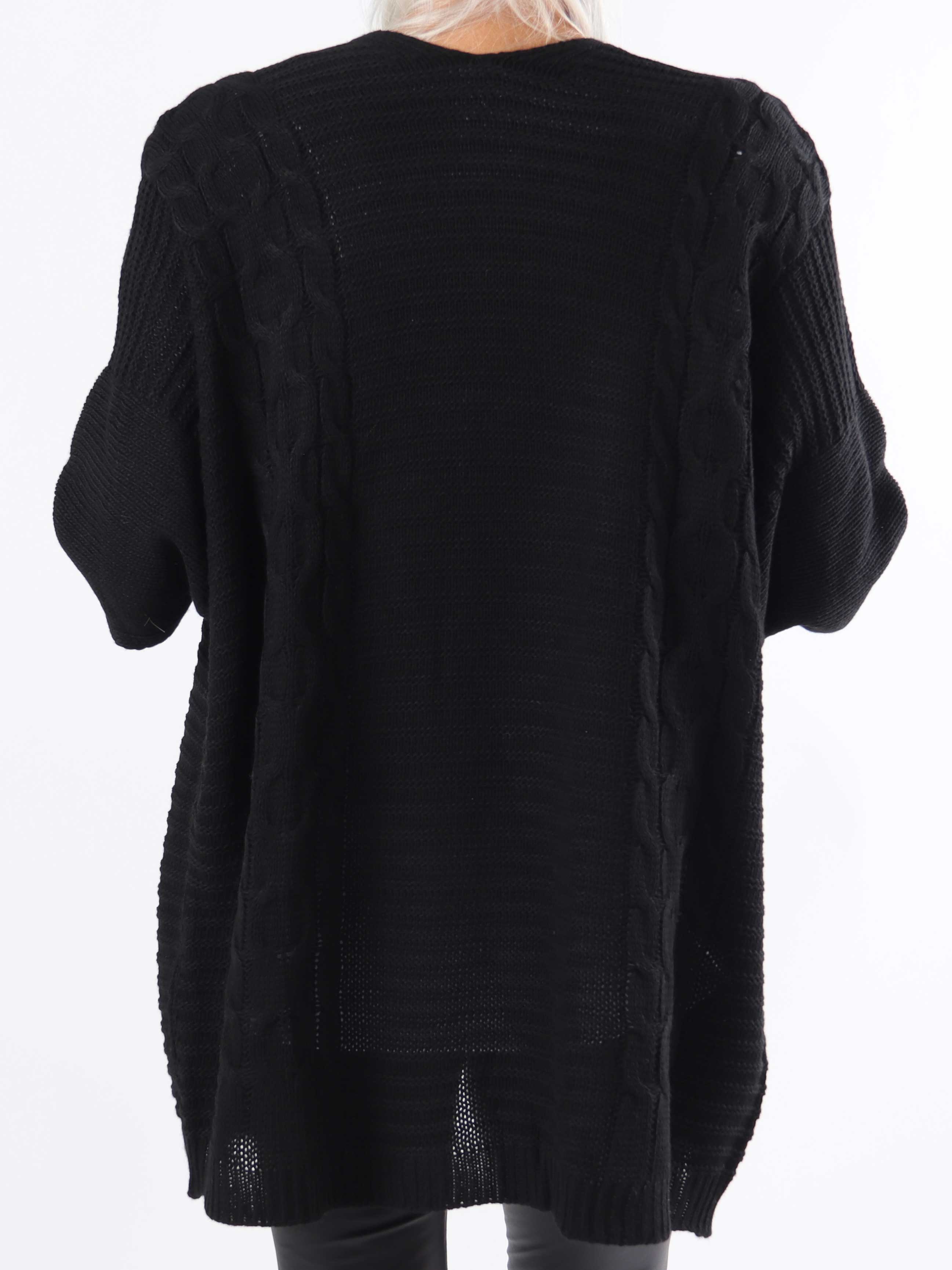 Avalon - Stickad cardigan i plus size med korta ärmar